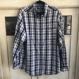 VGUC Mens Roundtree & Yorke Casuals Button Down Plaid Dress Shirt | Size Large
